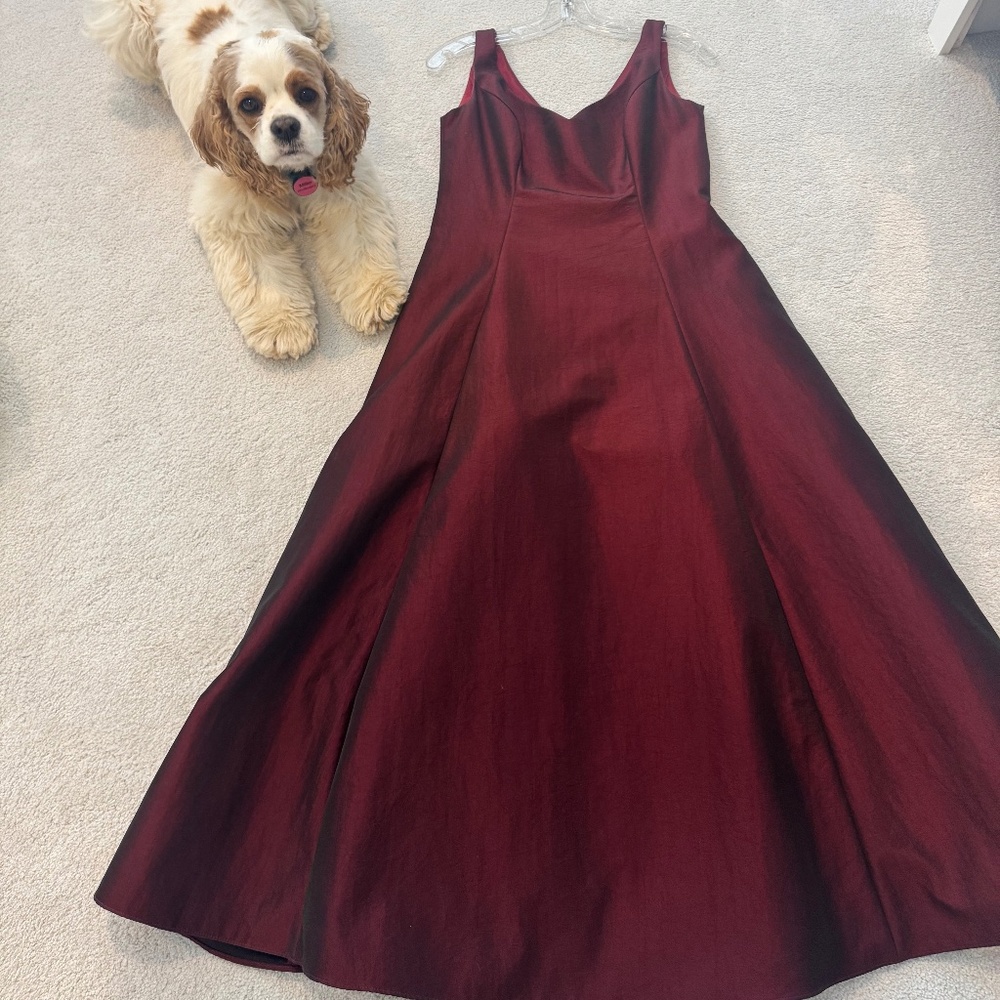 Burgundy evening dress. ABS Evening by Allen Schwartz. Size 6. Cocker approved .